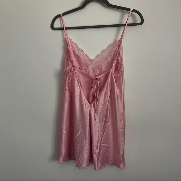 Victoria’s Secret Pink Lace Trim Satin Chemise Dress-Women’s Size Medium - Picture 6 of 8